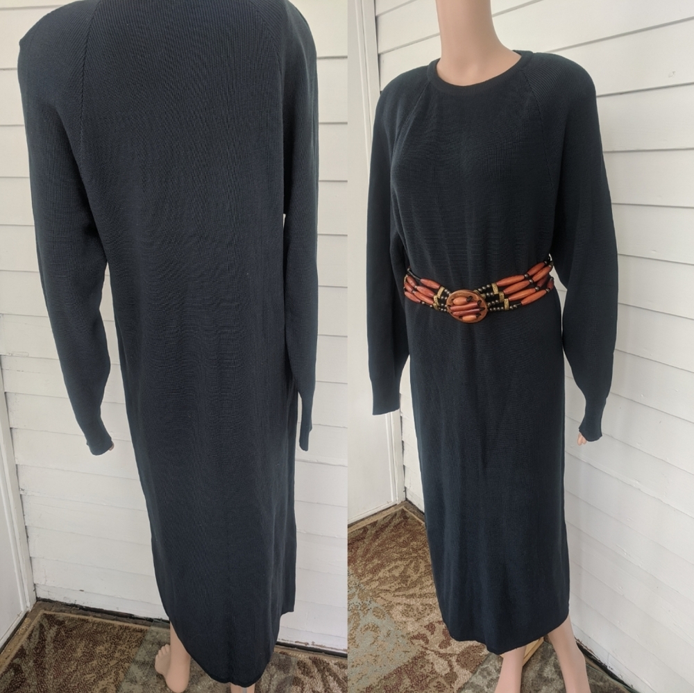 80s Merino Wool Sweater Dress Basic Gray Ambria M